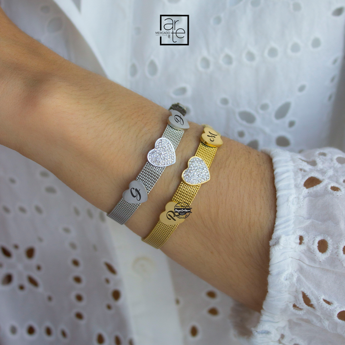 Pulseira corações "Iniciais"