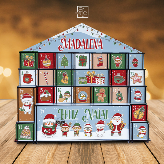 Calendário do advento em madeira "Nome"