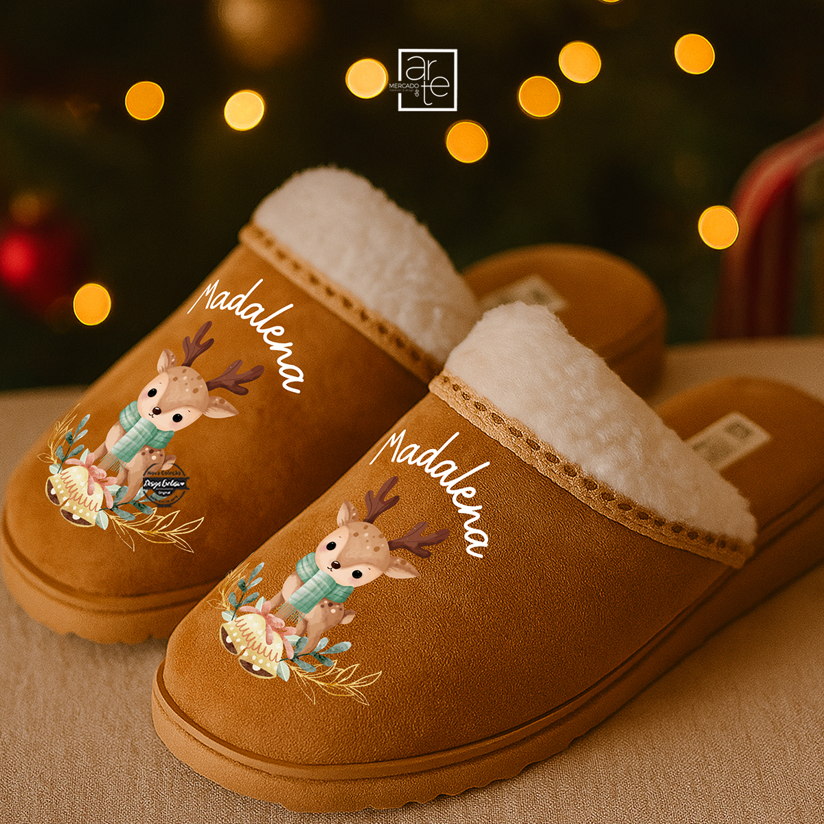 Chinelos de natal "Rena"