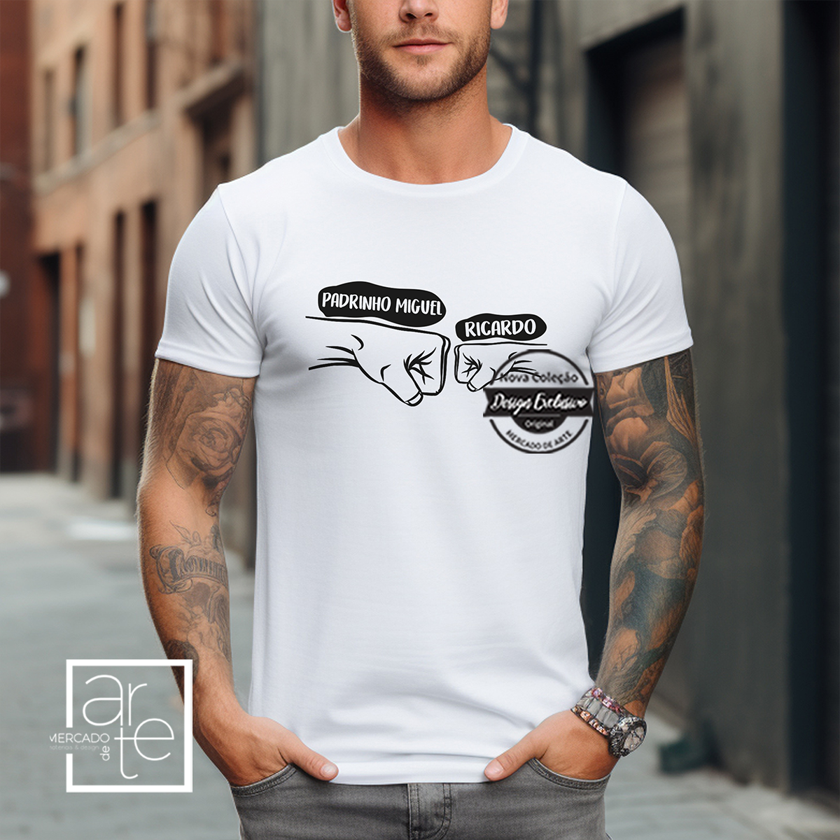 T-shirt padrinho "fist bump"