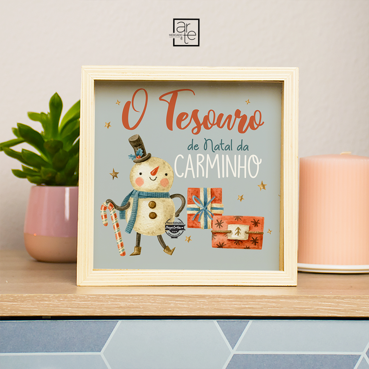 Mealheiro de natal "Boneco de Neve - Feliz Natal"