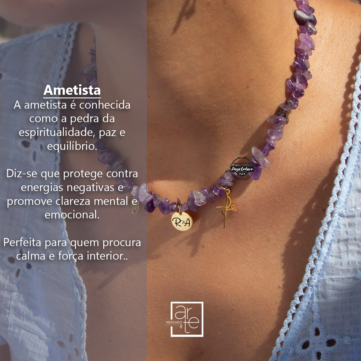 Fio ametista Fé " Iniciais"