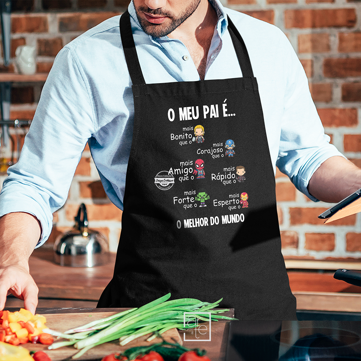 Avental heróis Chibi "O meu pai é..."