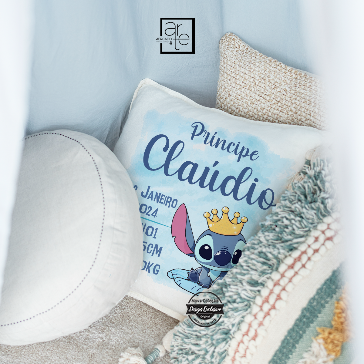 Almofada nascimento "Stitch"