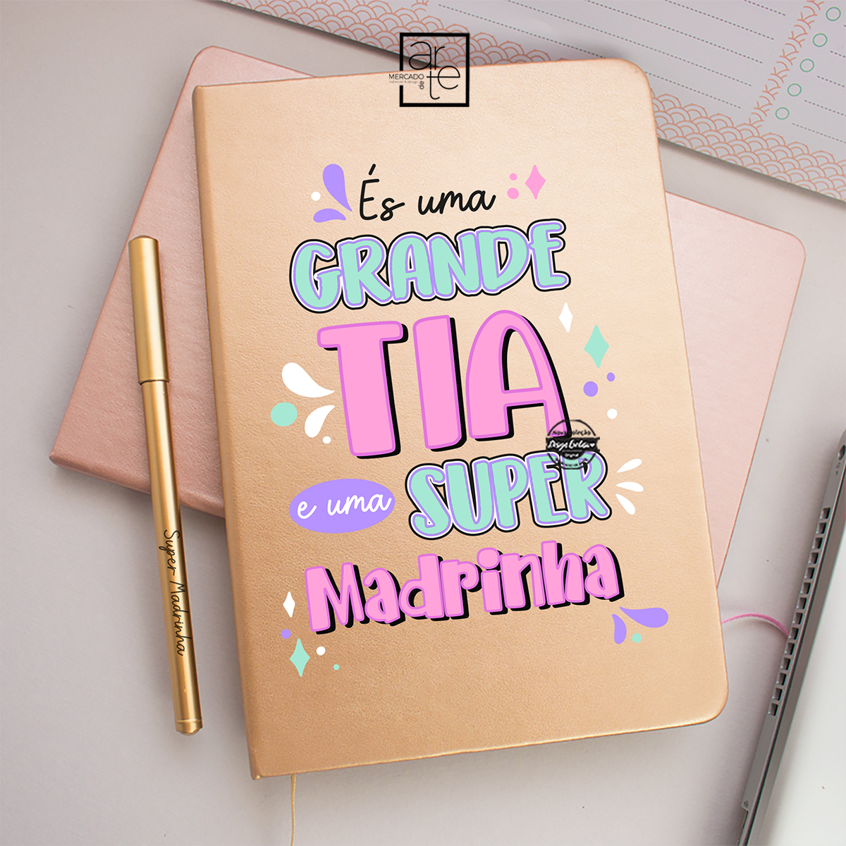 Bloco de notas e/ou conjunto com caneta "És uma grande tia..."