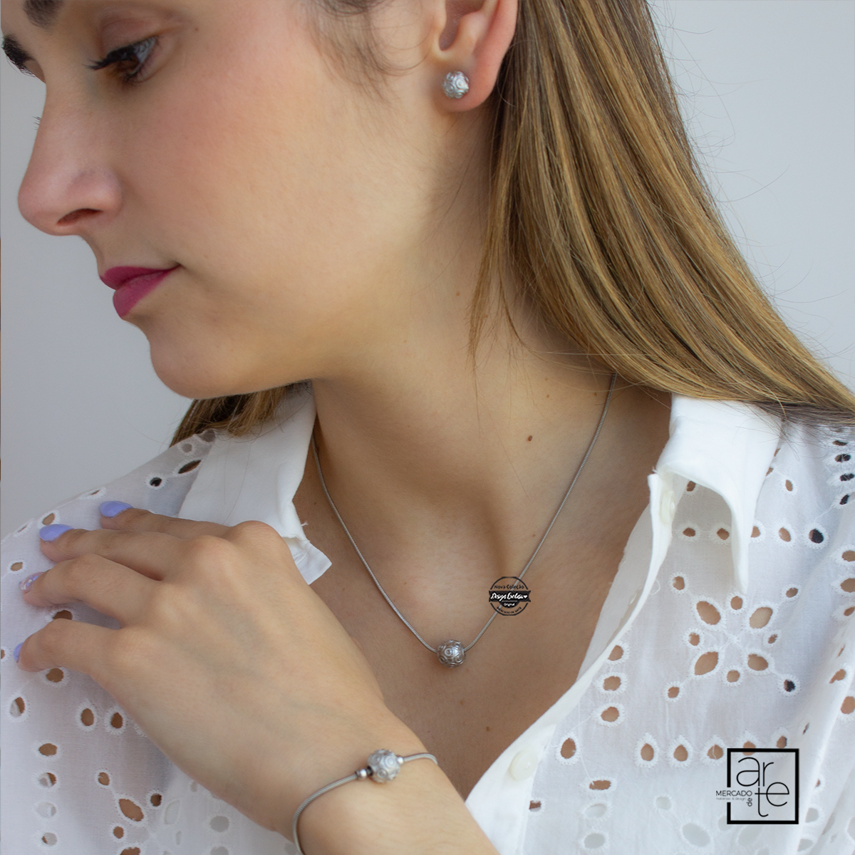 Conjunto tradição Coração de Viana prateado