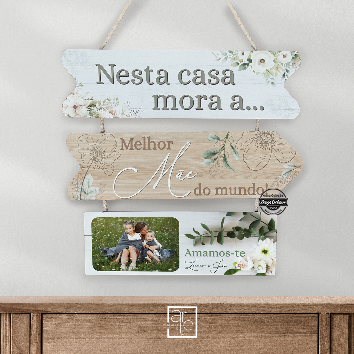 Quadro triplo "Nesta casa..."