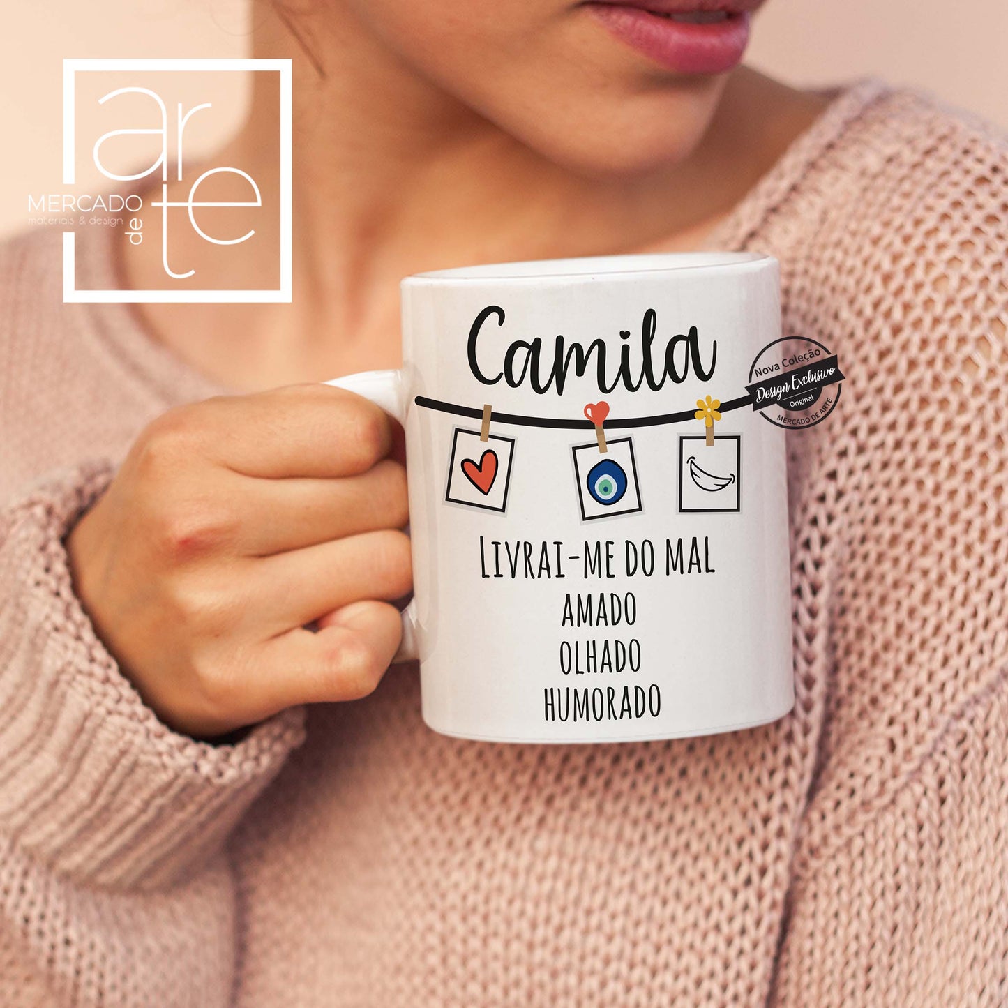 Esta coleção é incrível!!! Caneca " Livrai-me do mal amado, olhado e humorado " em cerâmica, com caixa incluída e texto e imagem pode ser personalizado ao seu gosto. Pode fazer conjunto com várias peças com o mesmo design: saco, agenda, garrafas, porta chaves, bloco de notas ..."