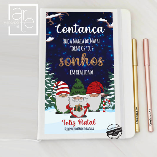 Conjunto de Bloco + caneta " Magia do Natal... "