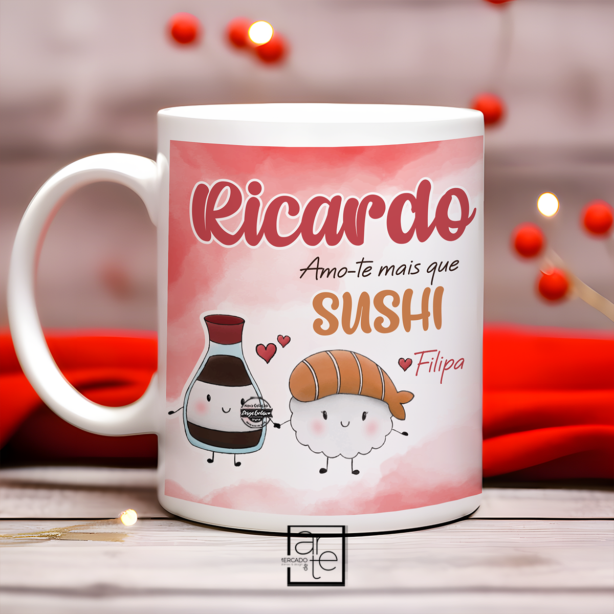 Caneca“Amo-te mais do que sushi”
