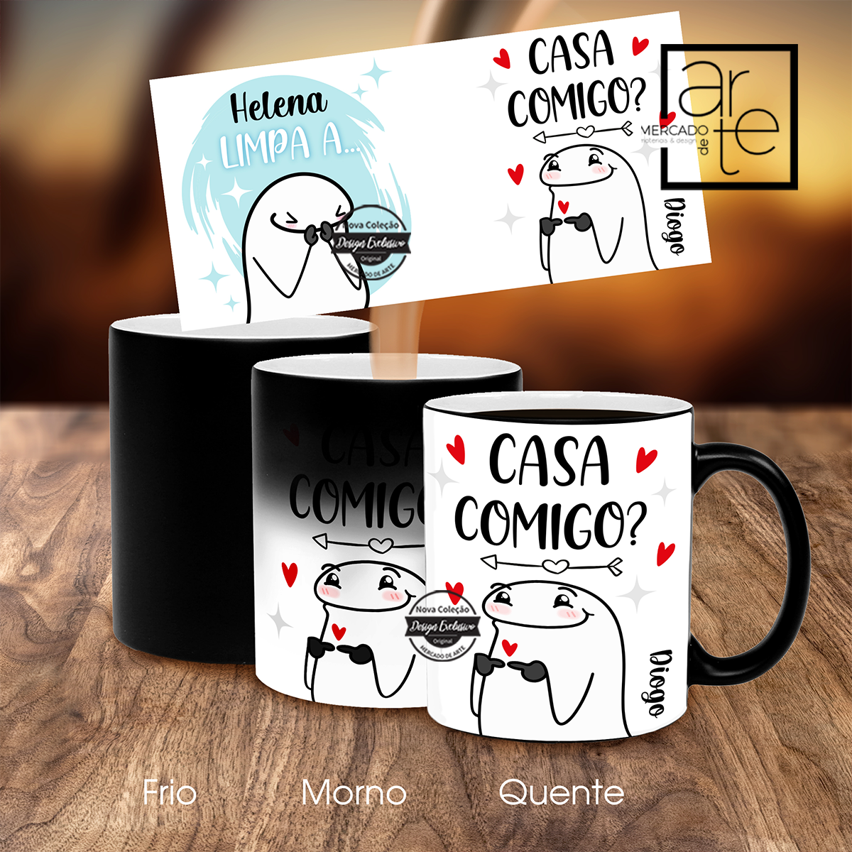 Novidade! Aconselhamos esta caneca apenas aos mais bem humorados! Caneca mágica flork "Limpa a....Casa comigo?". Personalize com a mensagem que desejar. REF: MA-NAM426 Material Caneca mágica de cerâmica preta, aparece a imagem após colocar líquido quente. Capacidade de 350ml. com caixa.