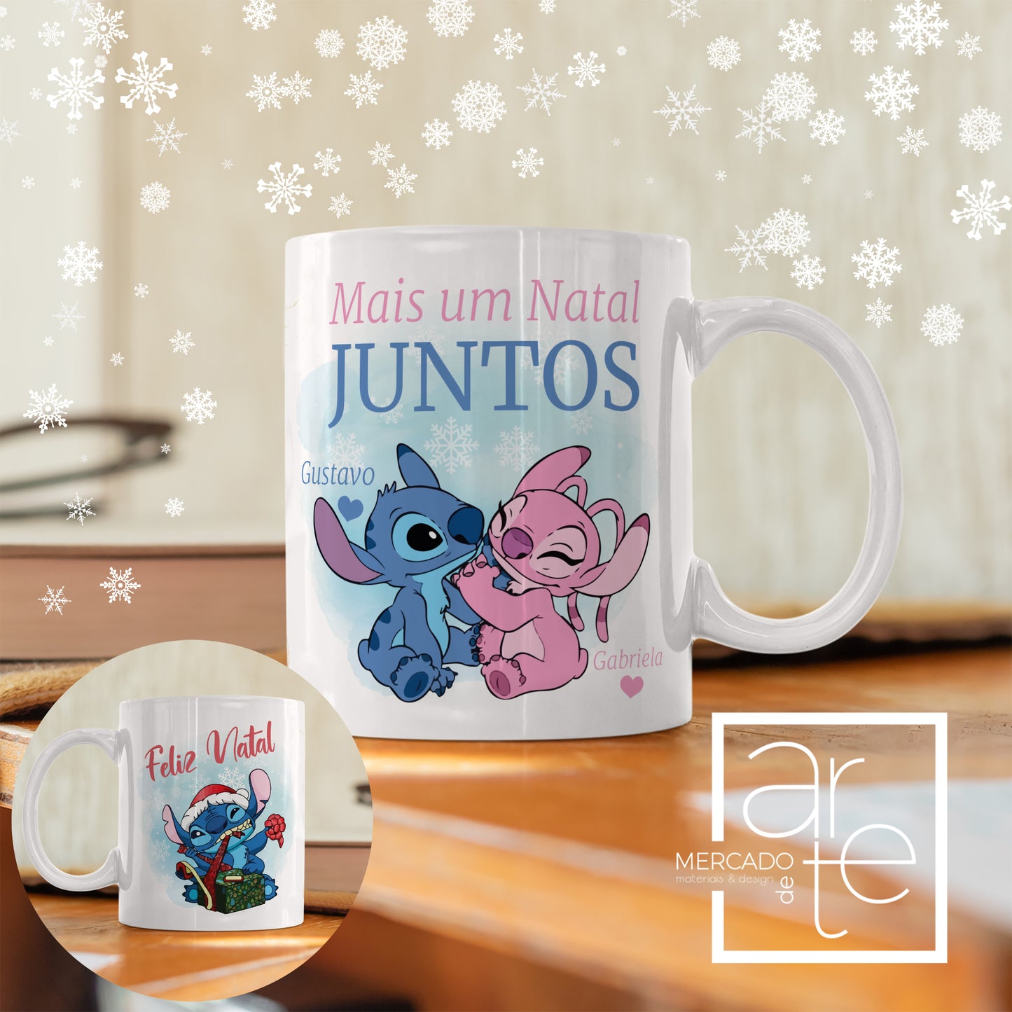Mais um natal juntos, que fofura! Caneca " Stitch mais um natal juntos " em cerâmica , pode personalizar ao seu gosto. Capacidade 330 ml com caixa incluída.