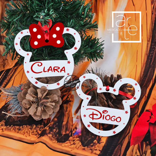 Pendente de natal " Minnie e Mickey "