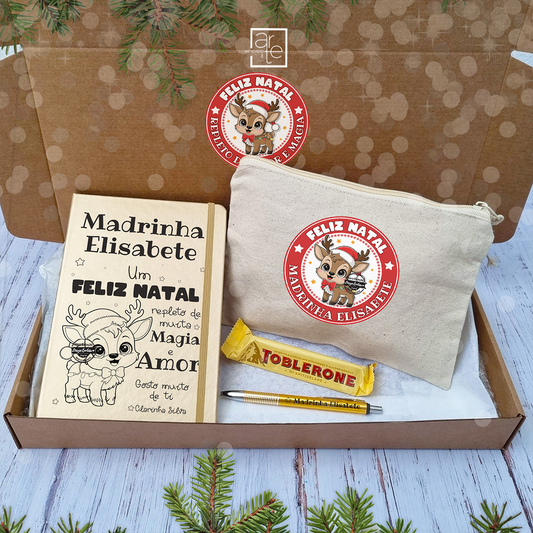 Kit bloco e bolsa Rena "Feliz Natal"