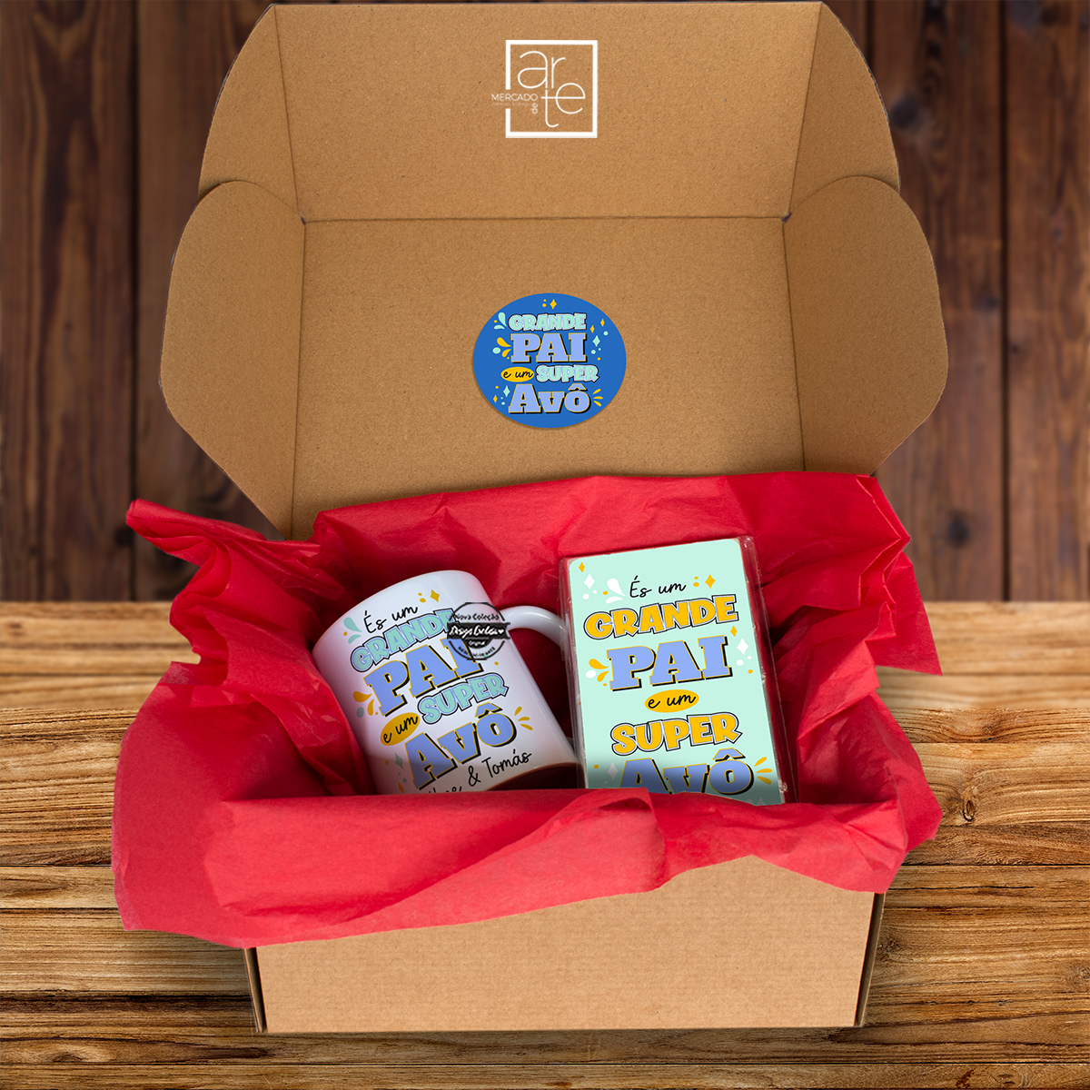 Kit caneca e tablete de chocolate "És um grande pai..."