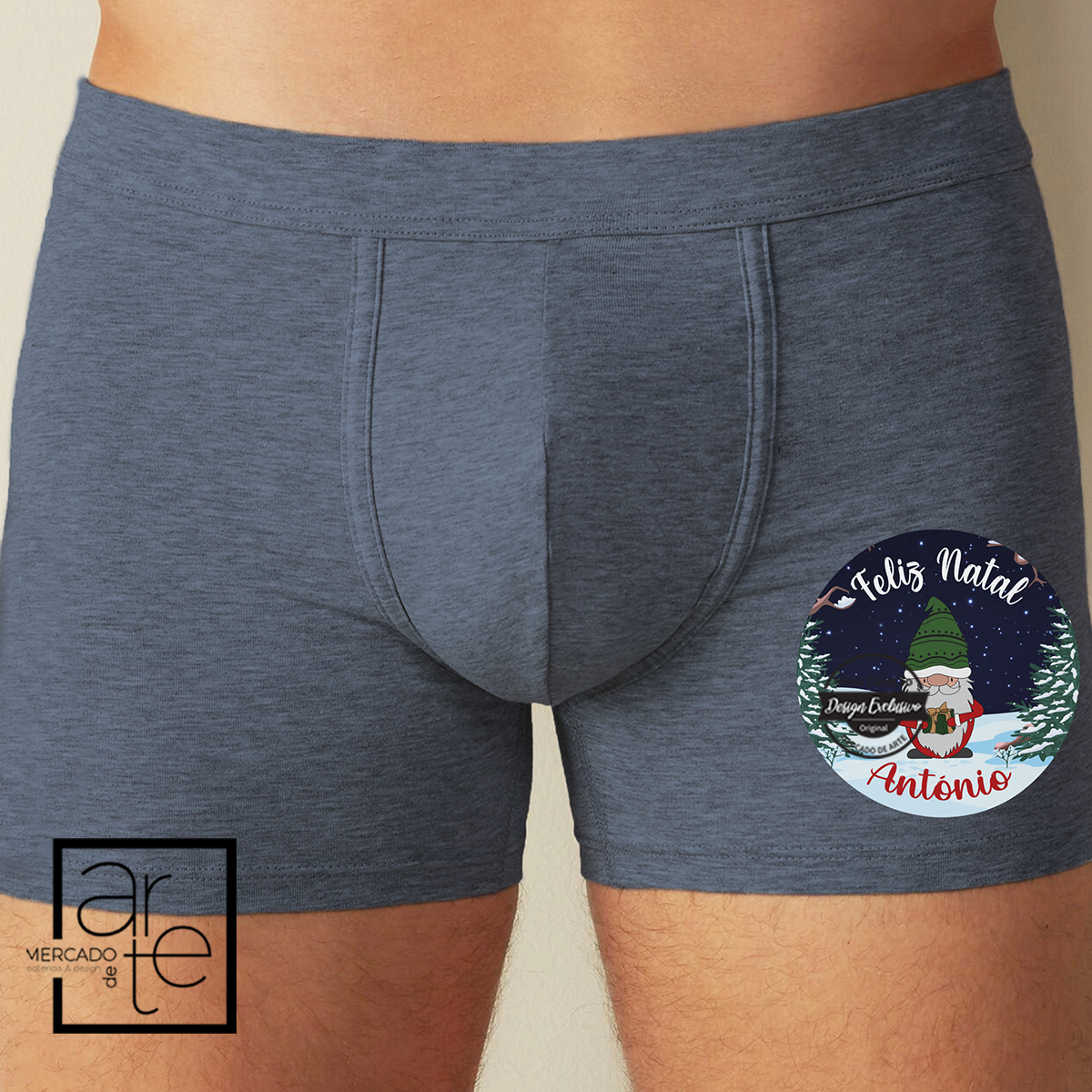 Boxer gnomo "Feliz Natal"