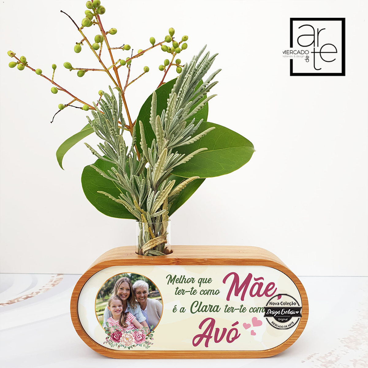 Moldura/ jarra e caixa de música "Melhor que ter-te como MÃE..."