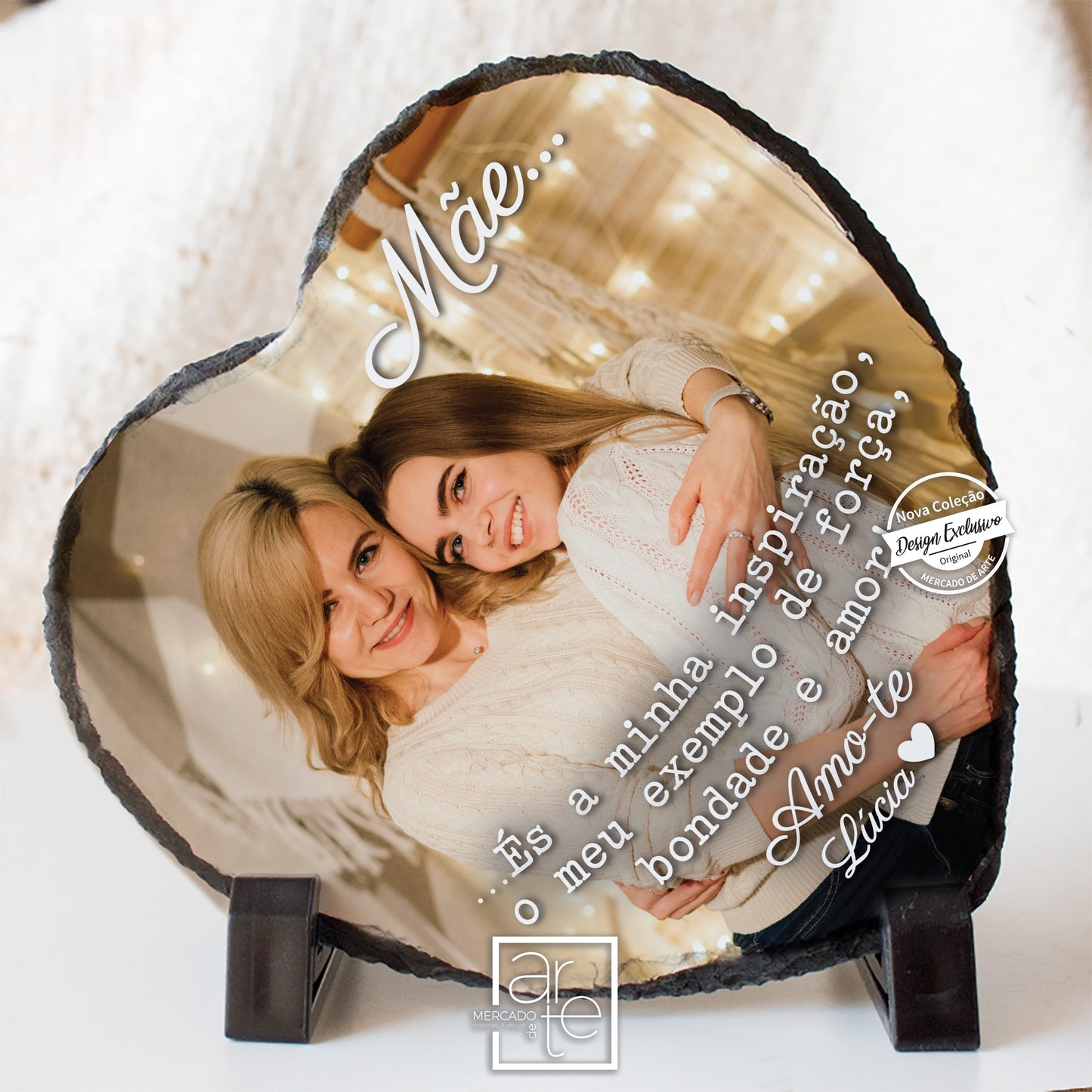 Moldura de xisto coração "Mãe és..."