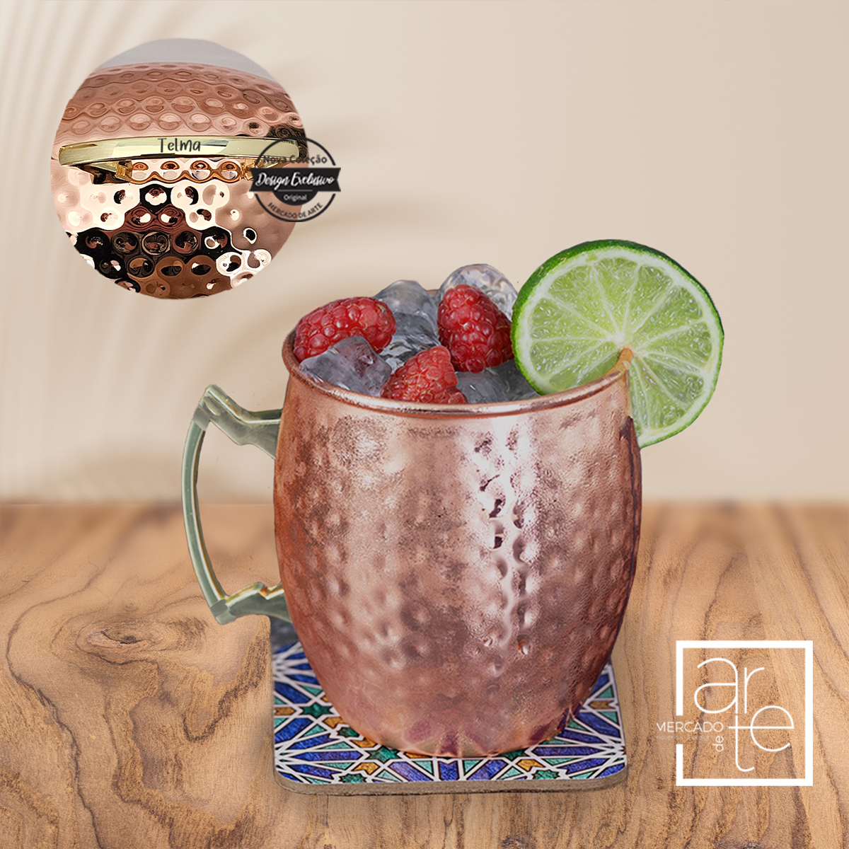 Novidade! Caneca em aço inóx com capacidade de 500ml com revestimento exterior em cobre galvanizado. Com um design vintage e super original esta é a caneca ideal para quem gosta de cocktails. O Material é ideal para servir cocktails bem frescos.Personalizada na asa com nome. Inclui caixa. REF: MA-PERS301