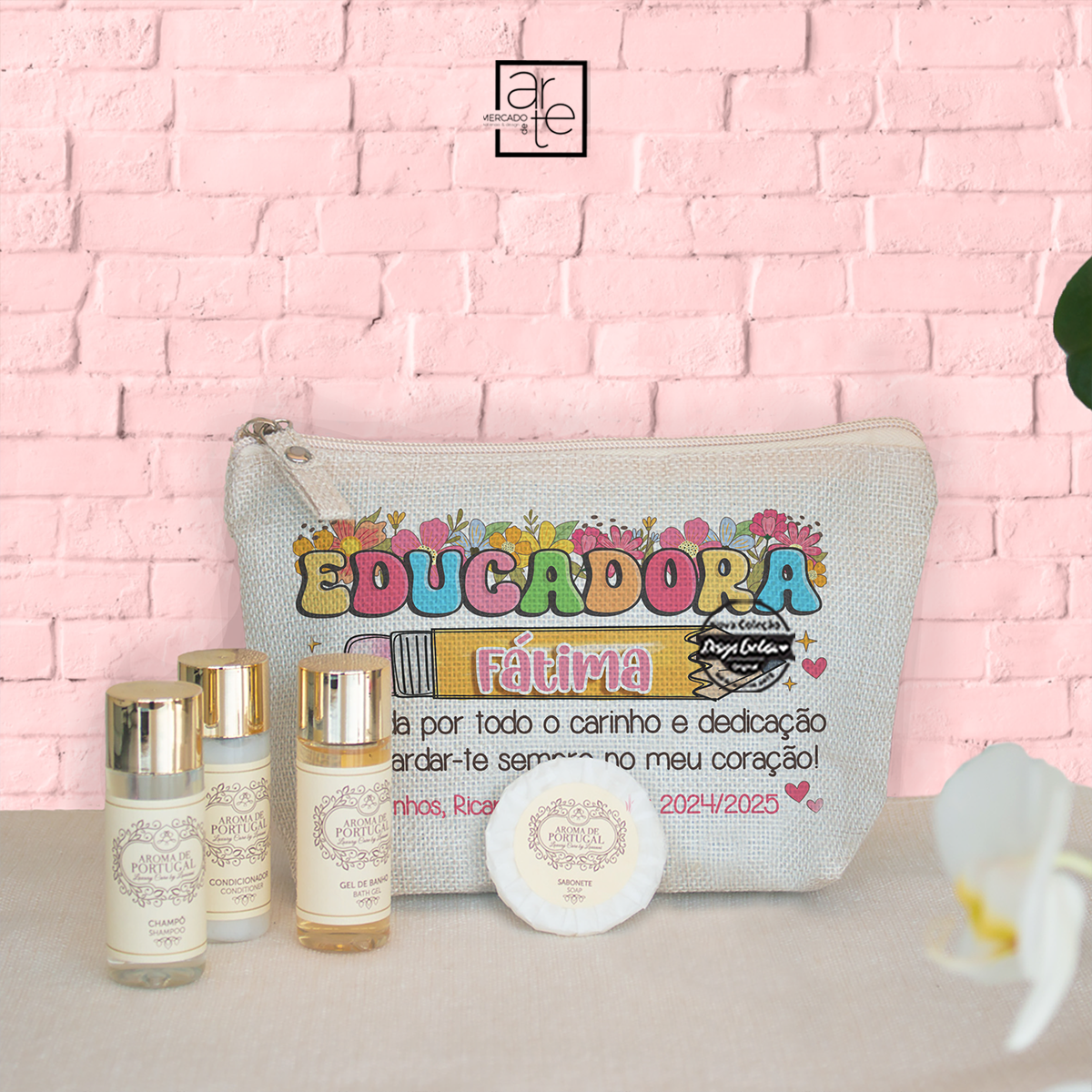 Bolsa de cosméticos lápis escolas "Obrigada..."