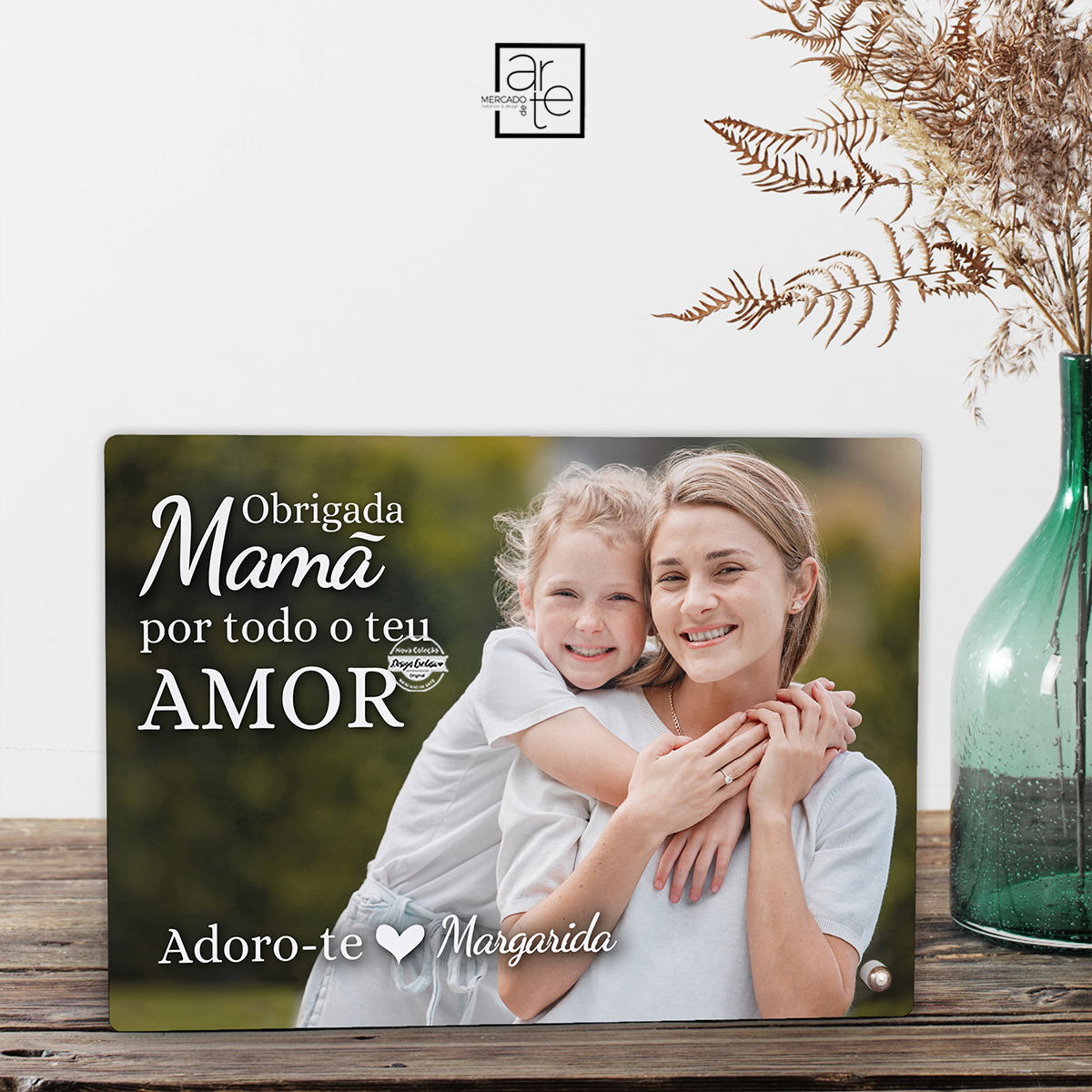 Moldura de madeira "Obrigada mamã por..."