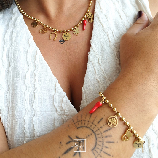 Conjunto fio e/ou pulseira amuletos "Sorte"