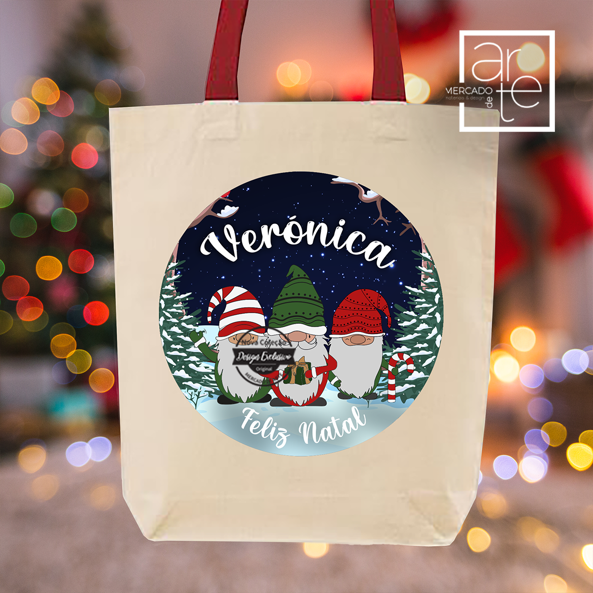 Saco Gnomos "Feliz Natal"