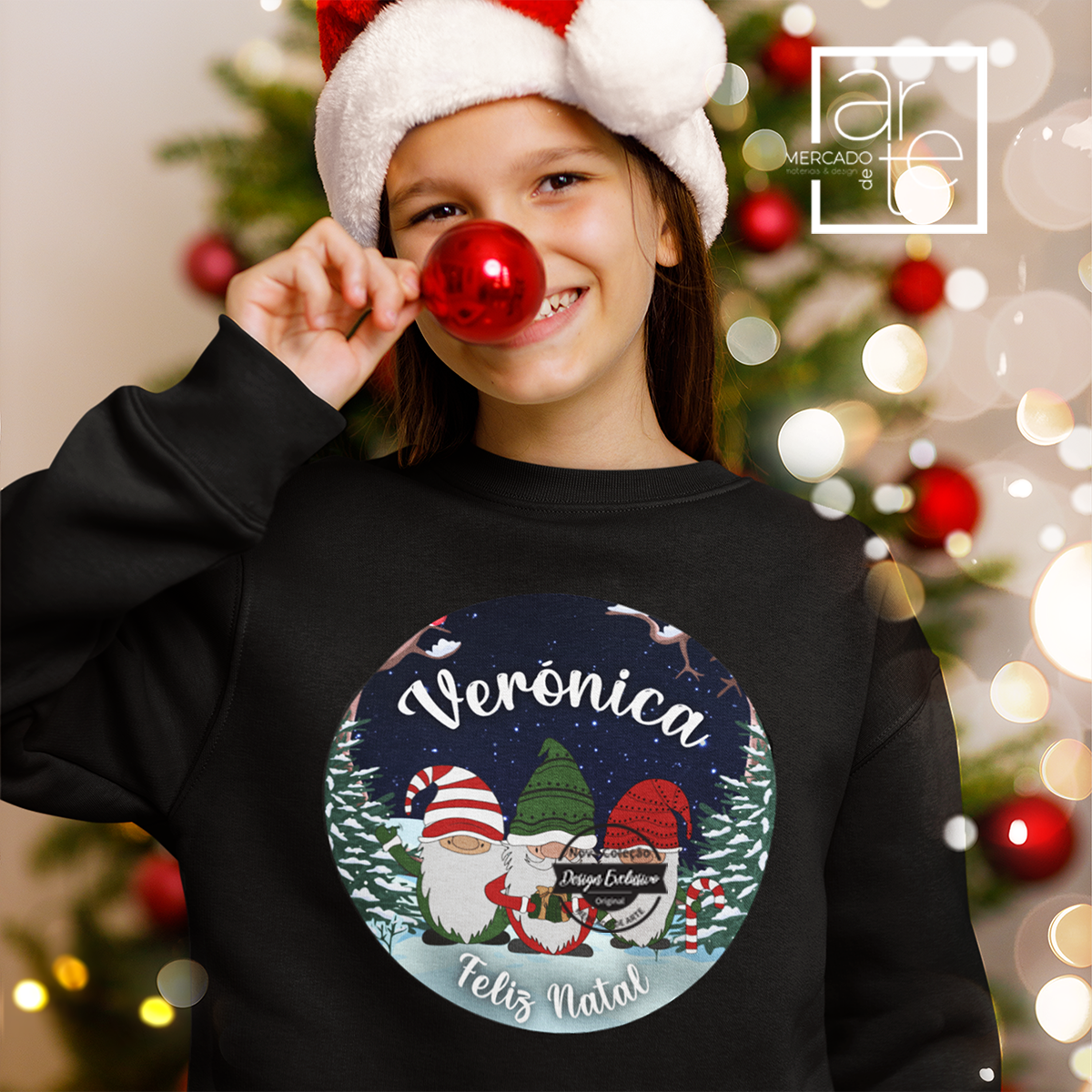 Sweat natal gonomos "Feliz Natal"