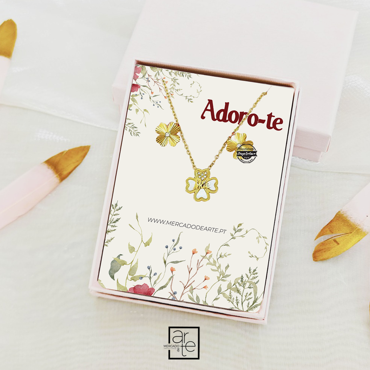 Conjunto com caixinha trevo "Mãe"