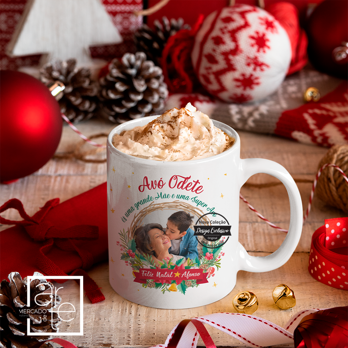 Caneca Natal "És uma grande mãe e uma super avó"