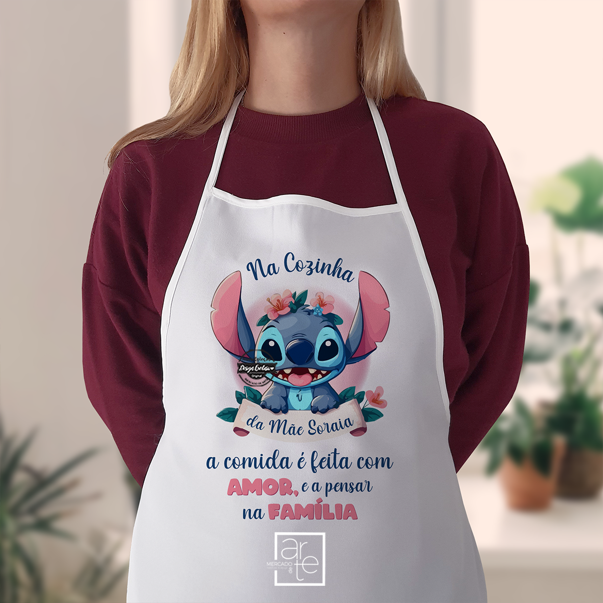 Conjunto de luva / pega de cozinha e Avental "Stitch"
