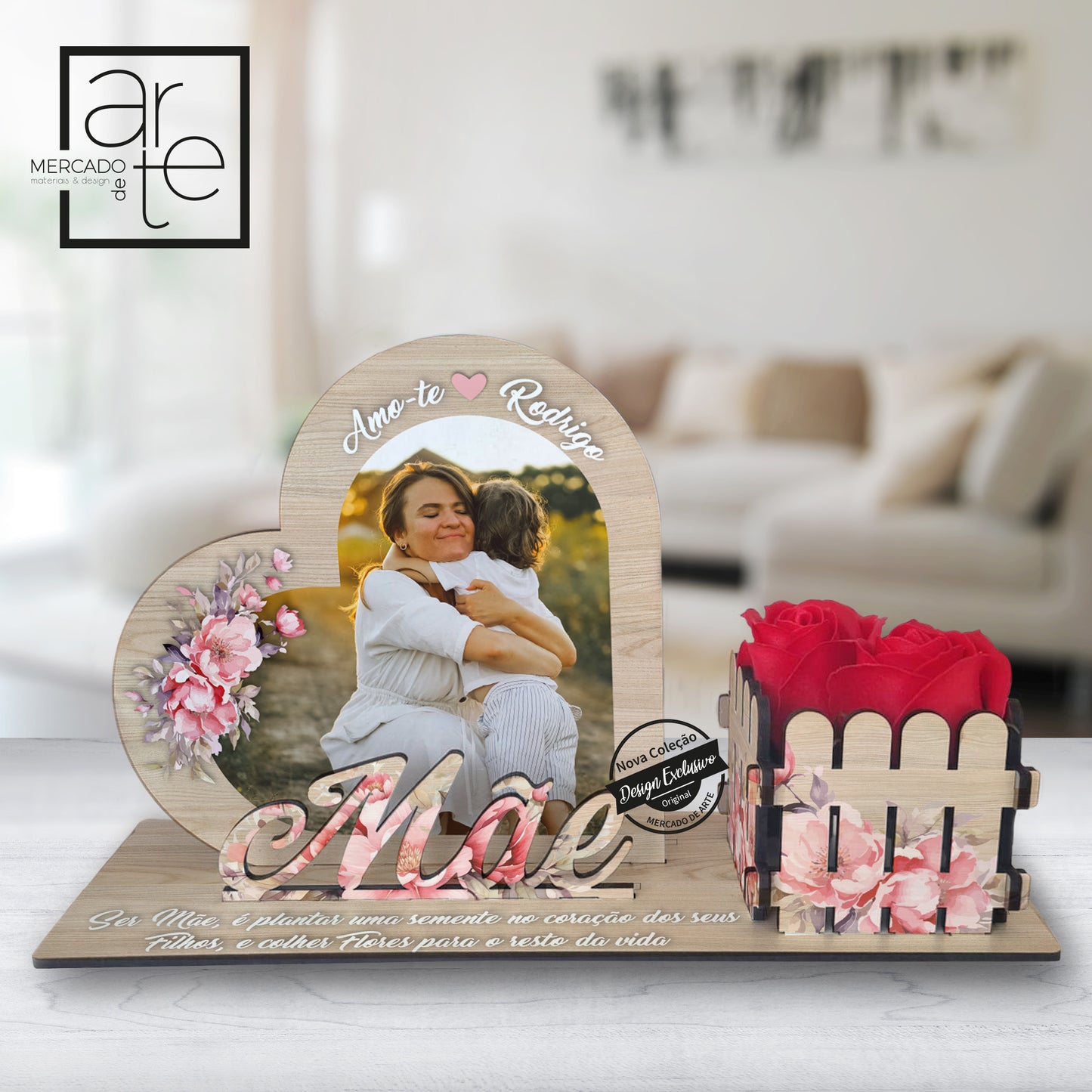 Moldura jardim 3d "Ser mãe é plantar uma semente..."