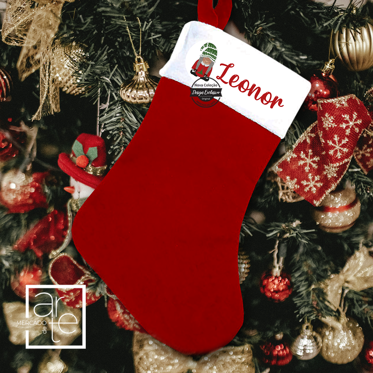 Barrete e/ou bota de Natal Gnomos "Nomes"