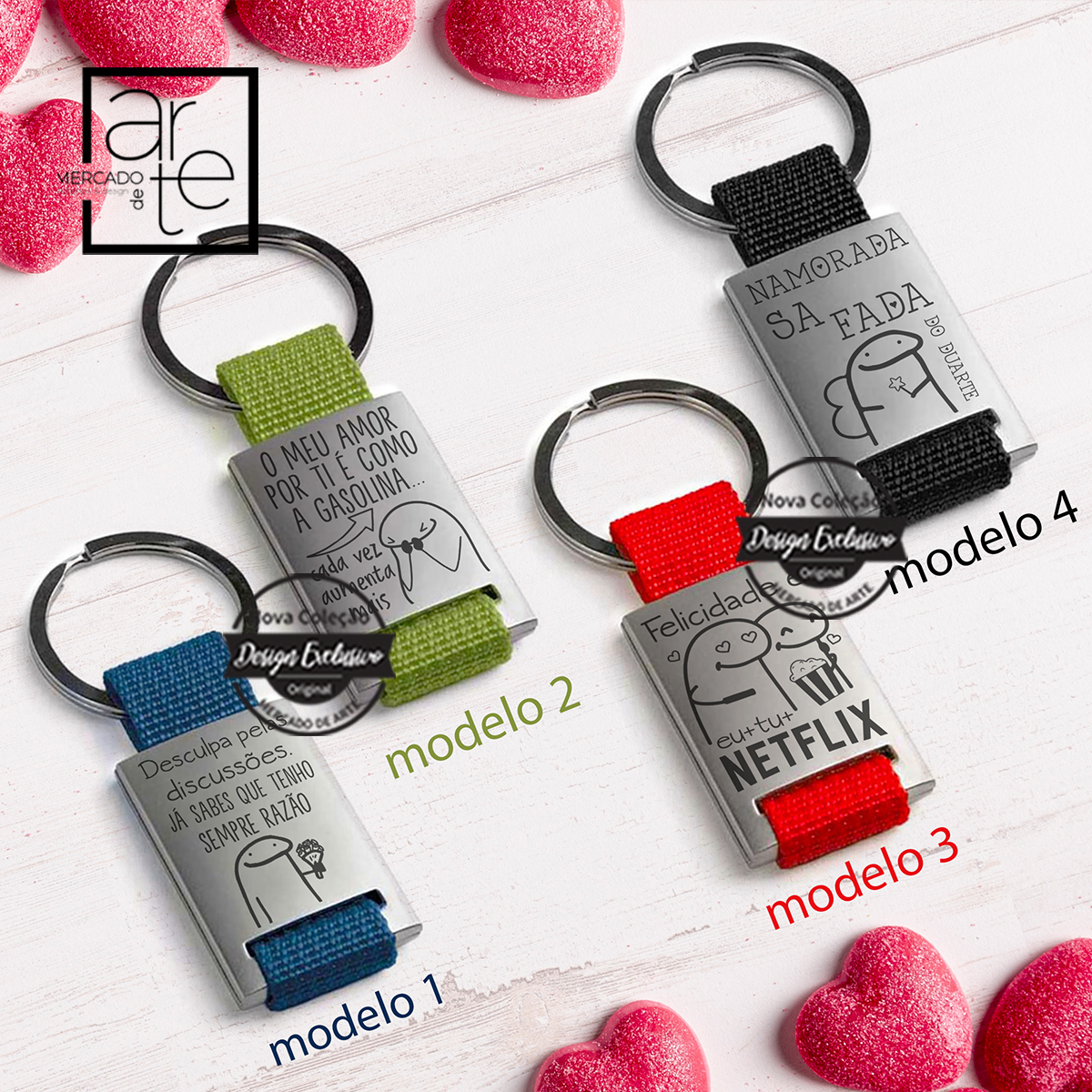 Novidade! Porta-chaves super engraçados variados com a temática dos flork, escolha o modelo que mais se adapta à sua relação. Aproveite a nossa sugestão ou personalize com a frase que desejar. REF:MA-NAM425 Material Aço inóx e nylon.