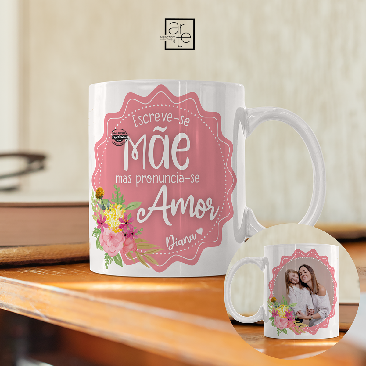 Caneca de cerâmica "Escreve-se mãe..."