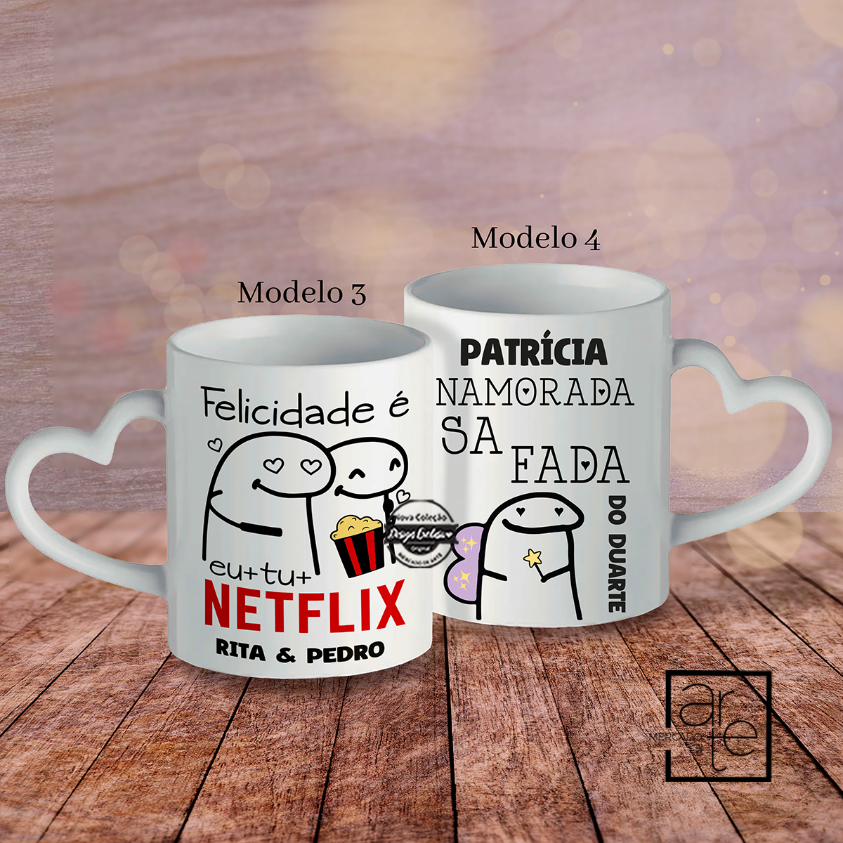 Caneca asa coração namorados "Flork"