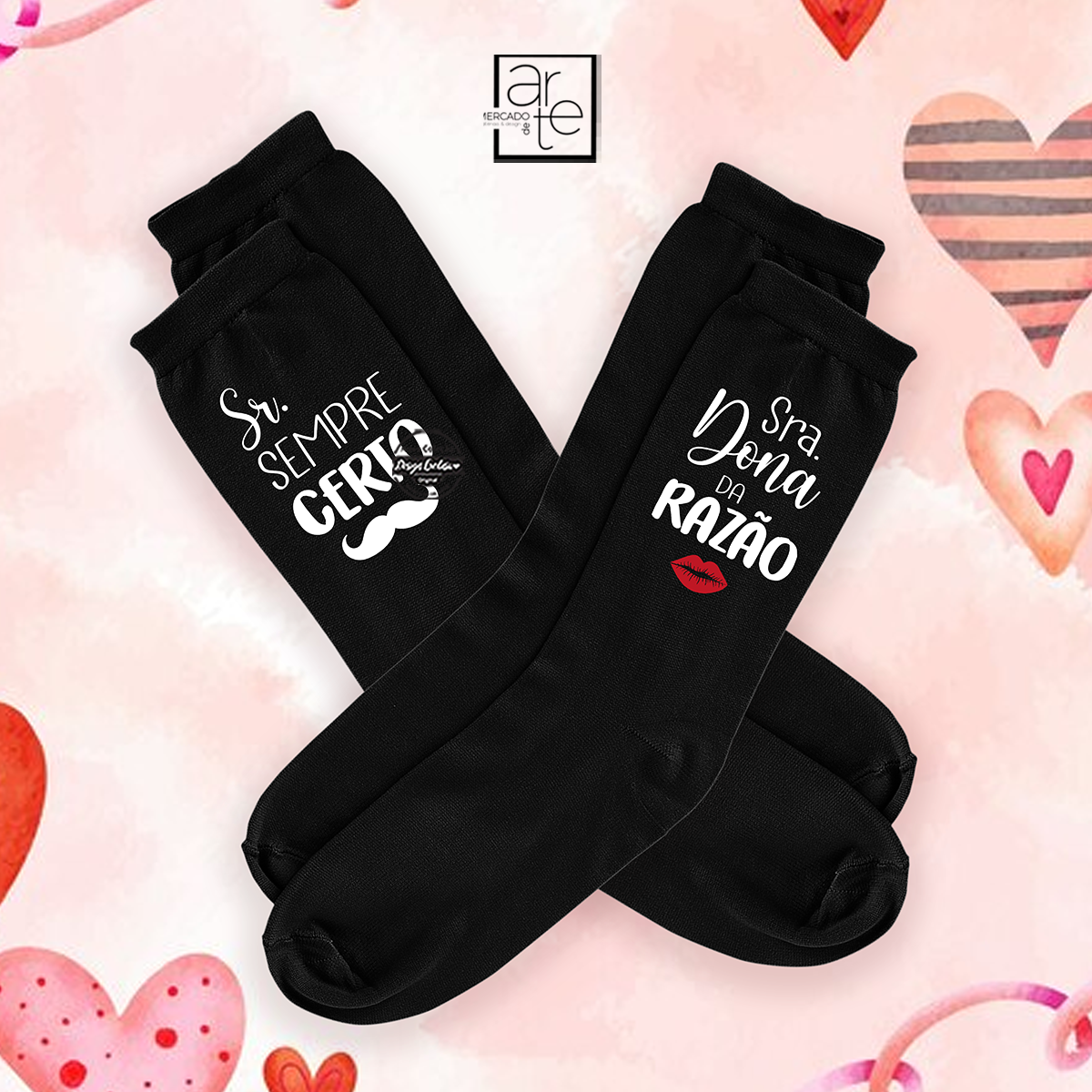 Conjunto meias "Sr. Sempre Certo" + "Sra. Dona da Razão"