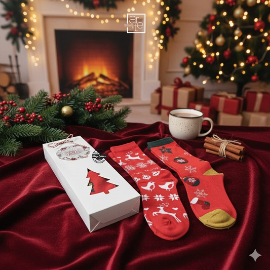 Meias fofinha de Natal com caixa "Feliz Natal" - EXPRESSO