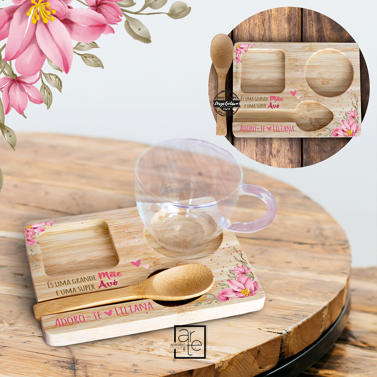 Conjunto café bambu "Grande mãe , super avó"