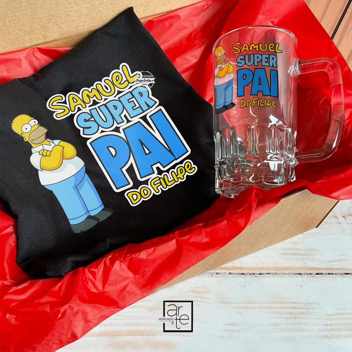 Conjunto T-shirt e/ou caneca de cerveja pai "Homer Simpson"