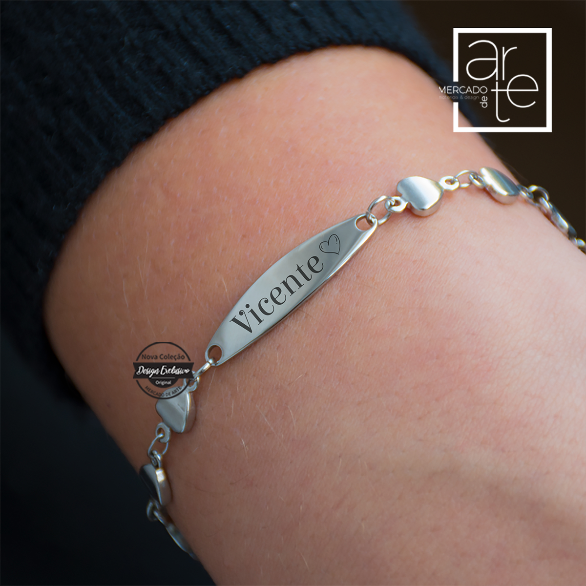 Pulseira corações "Nome"