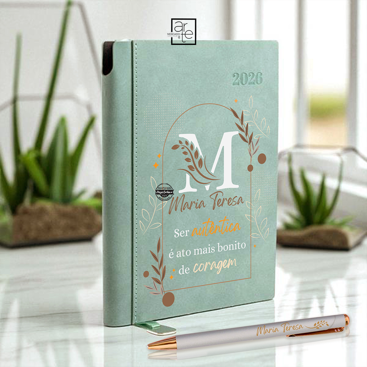 Agenda A5 2026 camurça "Ser autêntica..."