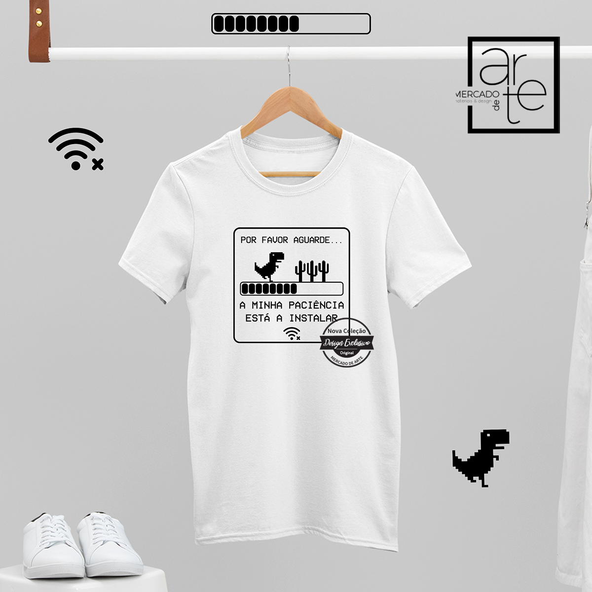 T-shirt 100% algodão "Por favor aguarde..."