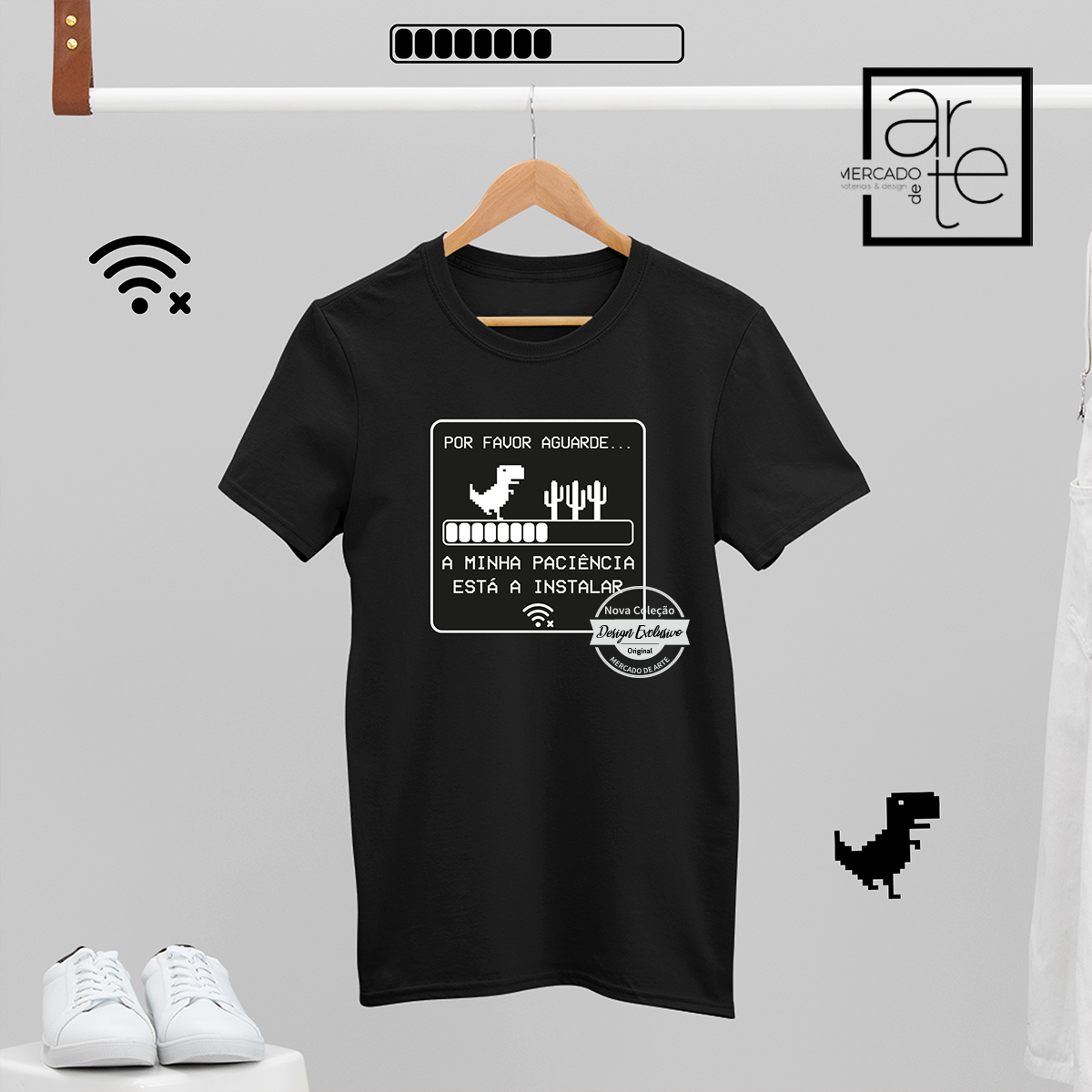 T-shirt 100% algodão "Por favor aguarde..."