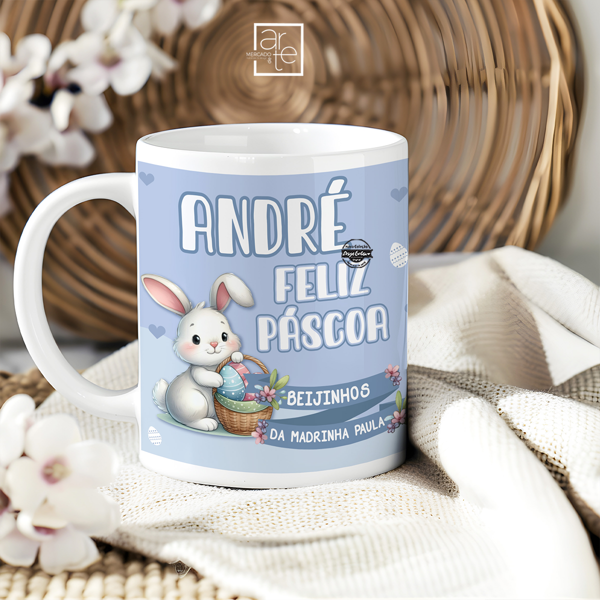 Caneca afilhado "Feliz Páscoa"