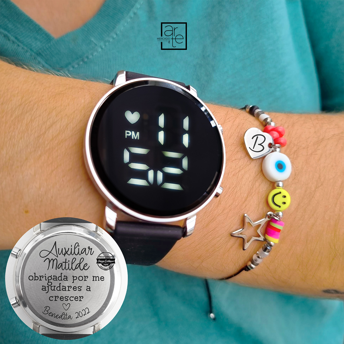 Um relógio único, pensado para eternizar momentos e agradecer de forma especial a quem faz a diferença todos os dias. ⌚✨
Conjunto relógio digital e pulseira "Auxiliar - Obrigada por me ajudares a crescer" o grande destaque está na sua possibilidade de personalização, transformando-o numa prenda cheia de significado e emoção.
Um presente personalizado que marca o tempo… e também a memória. 💛