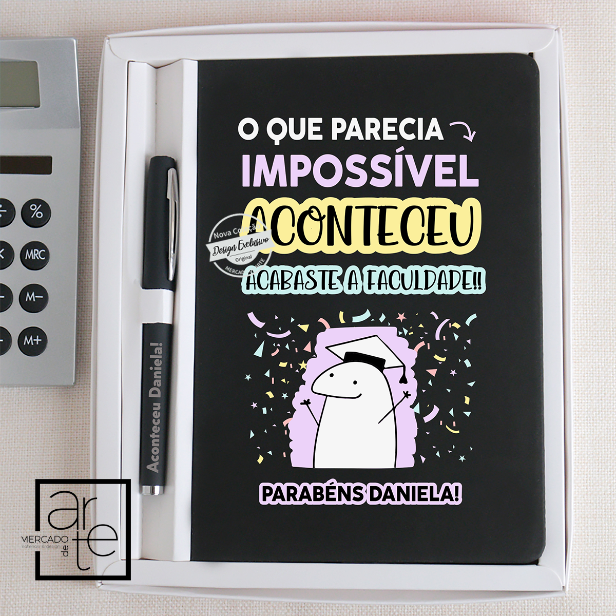 Conjunto bloco + caneta flork "Finalista"