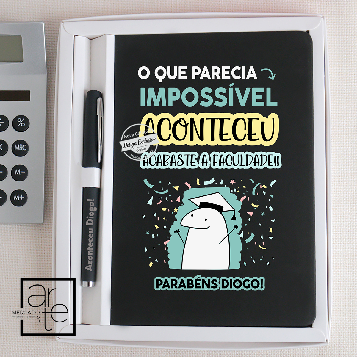 Conjunto bloco + caneta flork "Finalista"