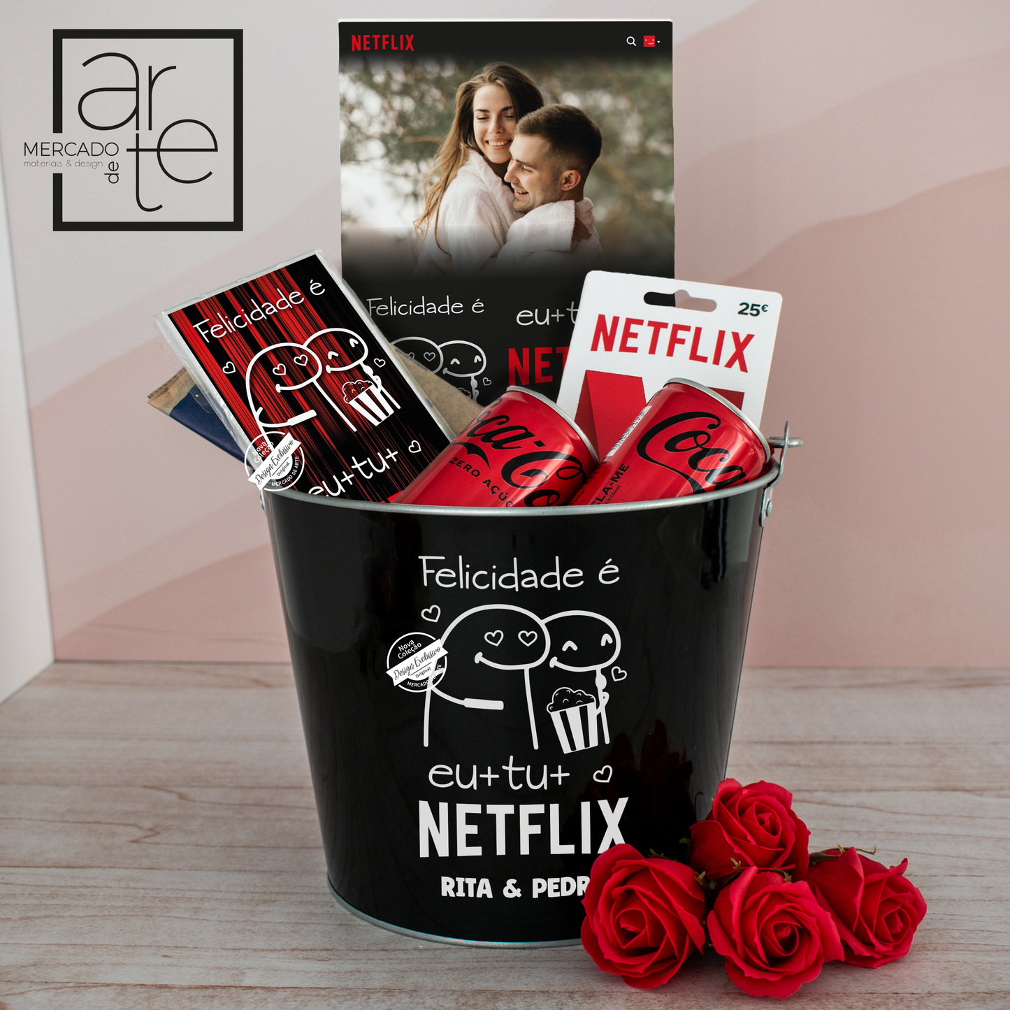 Kit balde Flork NETFLIX "Felicidade é"