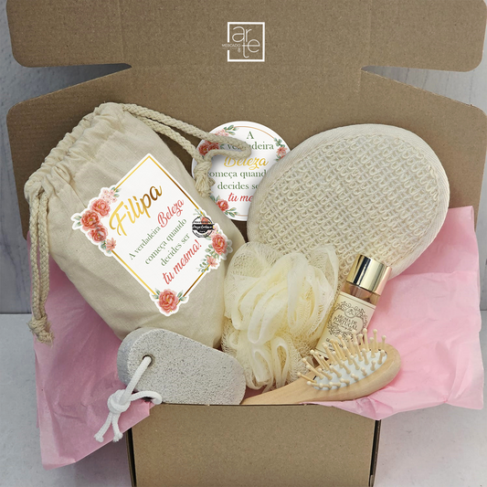 kit de banho "A verdadeira beleza começa quando..."